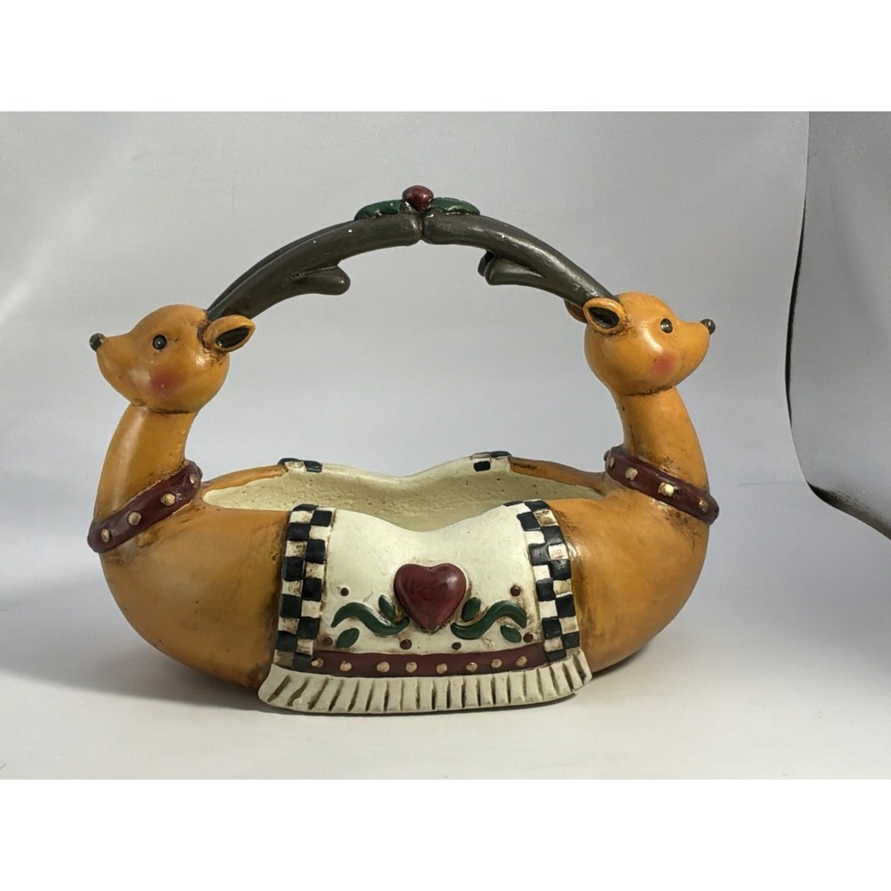 Holiday Themed Planter With 2 Reindeer 8" X 5" X 2" Deep